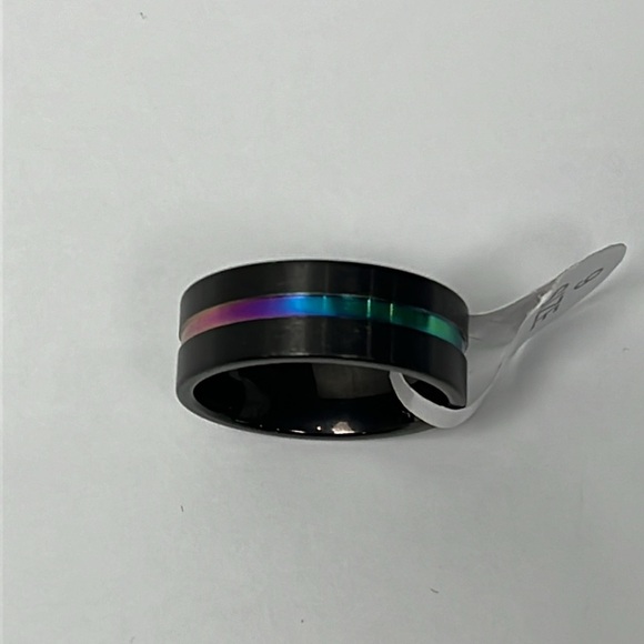 Stainless Steel Mens Unisex Iridescent Multi Colored Iridescent Ring Band Size 9 - Picture 4 of 6